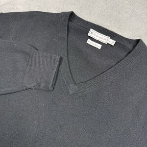 Peter Millar Sweater Men's Large Black Luxe Cashmere V-Neck Long Sleeve Golf
